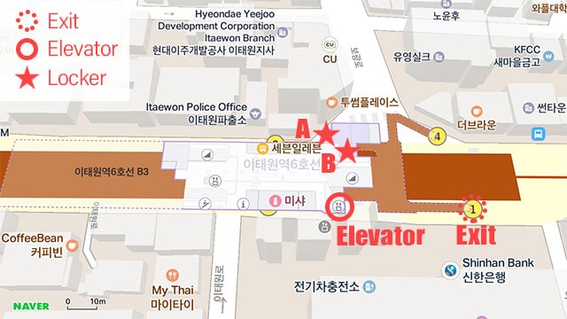 Itaewon Staion storages map